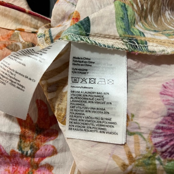 H&M Maxi Wrap Dress Size Large Floral Raglan Tiered - Picture 8 of 8